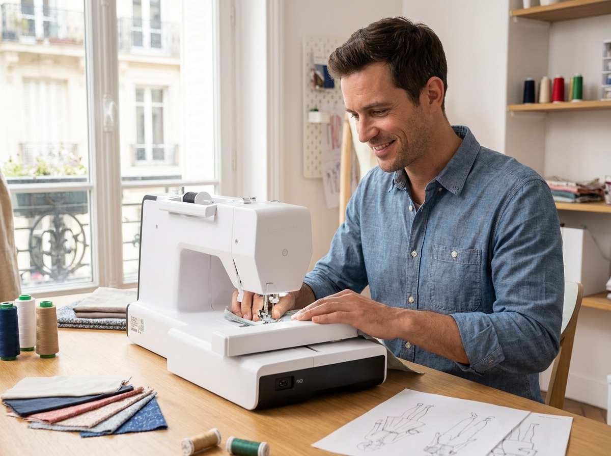 Jonas Brunner testet die Bernette Chicago 7 Nähmaschine und Stickmaschine mit 200 Näh…