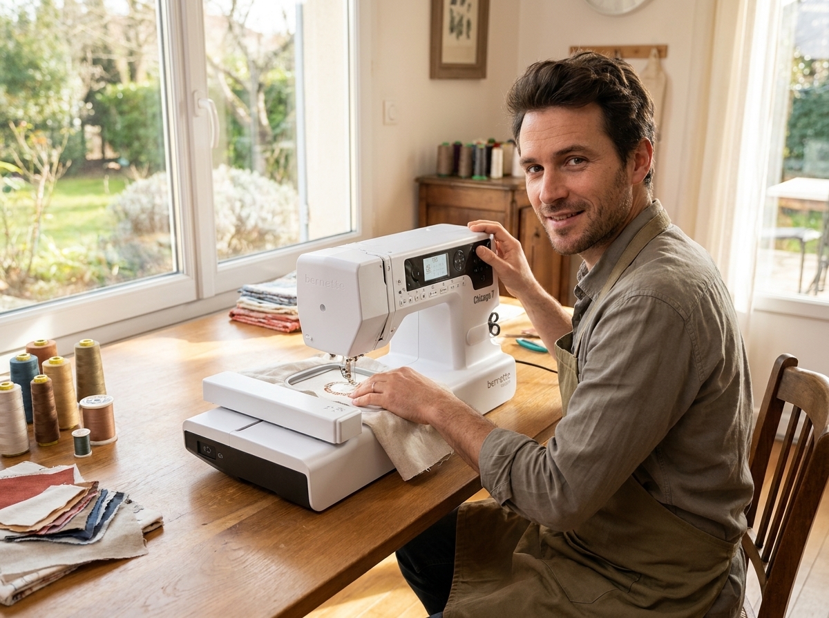 Jonas Brunner teste le Bernette Chicago 7 Nähmaschine und Stickmaschine mit 200 Näh…