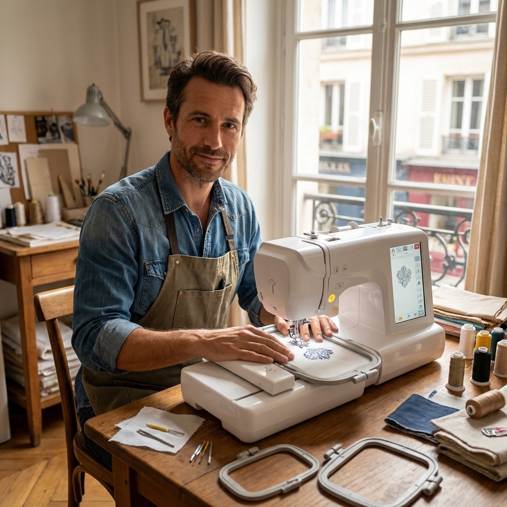 Jonas Brunner teste le ROGONPDK 11 Sprachen Automatische Stickmaschine- und Nähmasc…