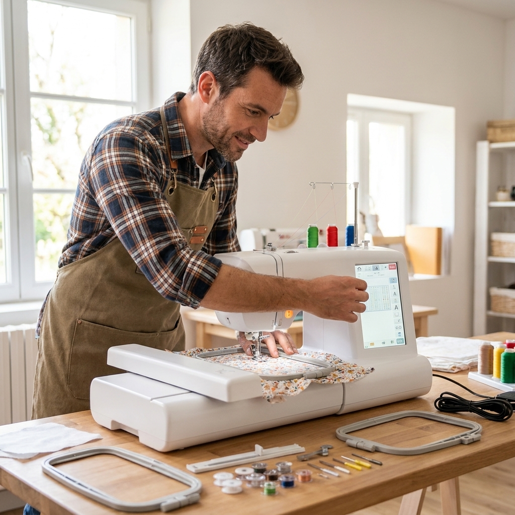 Jonas Brunner teste le ROGONPDK 11 Sprachen Automatische Stickmaschine- und Nähmasc…
