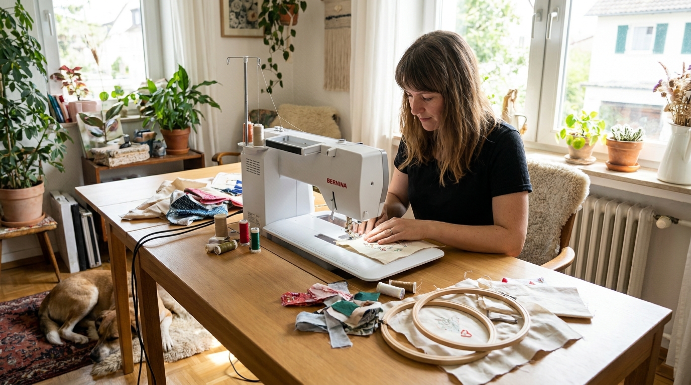 bernina stickmaschine en situation réelle